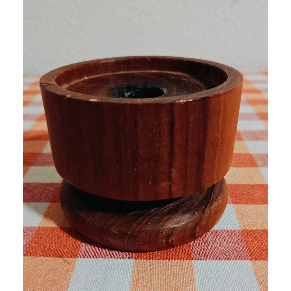 Vintage Mid Century Modern Kalmar Turned Wood‎  Teak Candle Holder